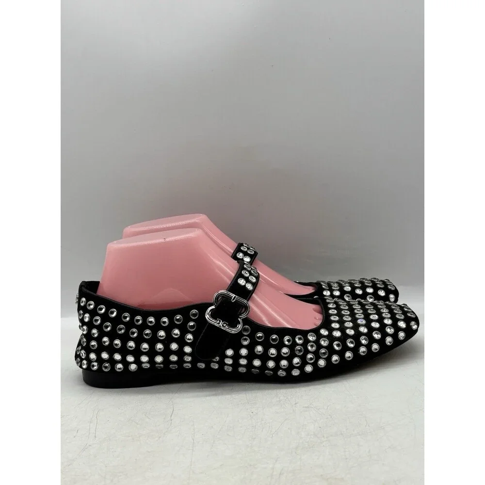 Sam Edelman Michaela Gem Mary Jane Flats Womens Size 8 Black Studded